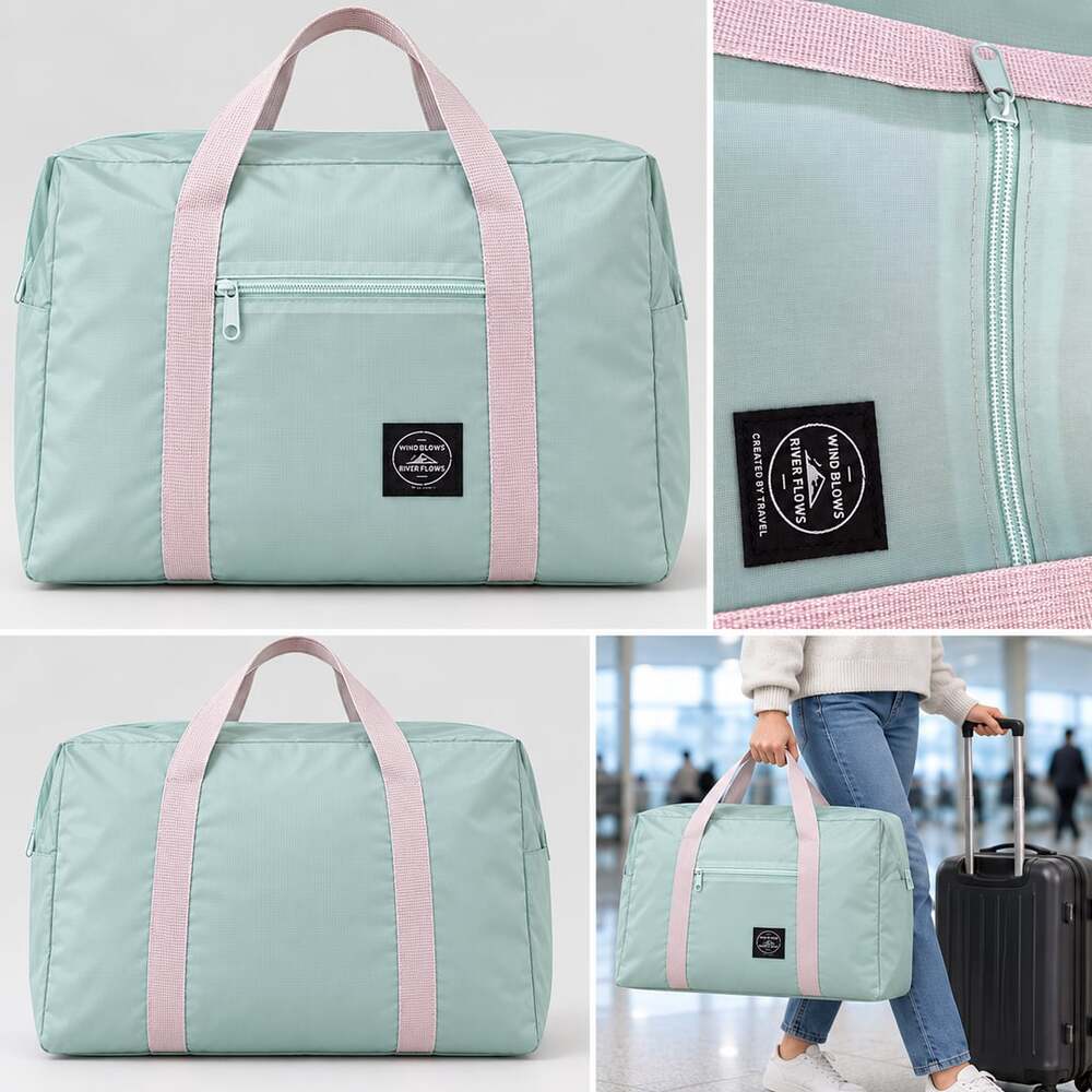 Wind Blows River Flows Foldable Travel Duffel Bag Waterproof Lightweight Tote
